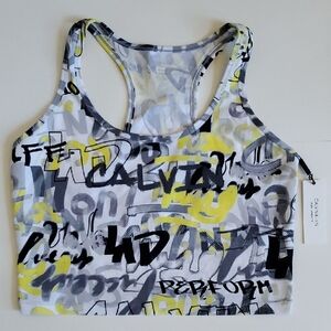 Calvin Klein Performace Graffiti Racerback Sports Top Bralette Crop Tank Top
